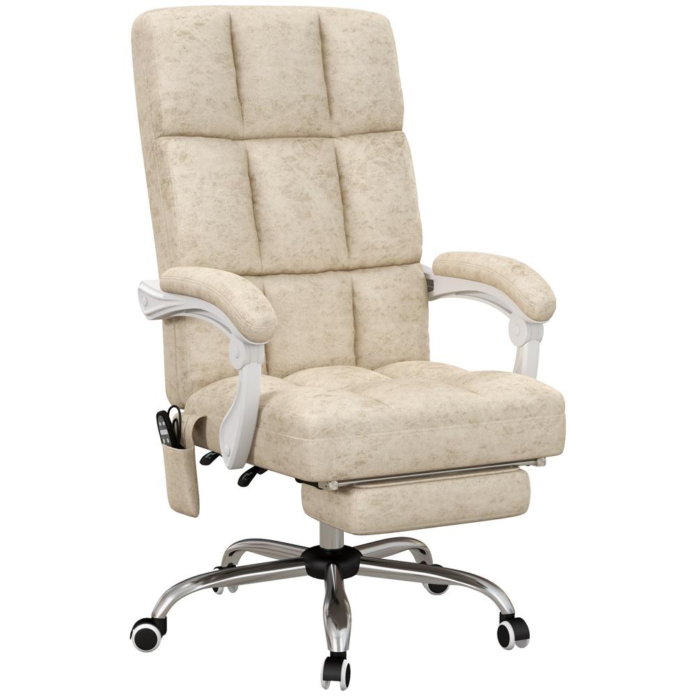 Ergonomisk massagekontorsstol med värme, justerbar höjd, beige