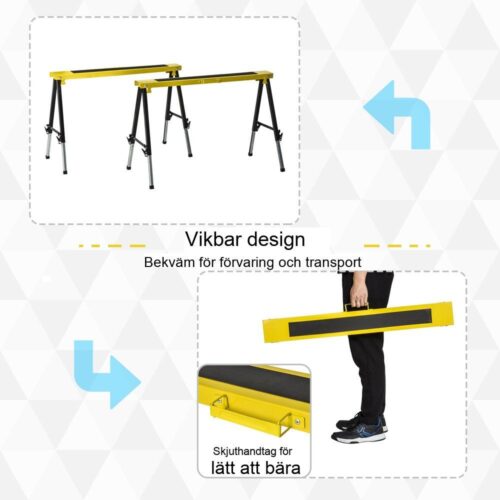 Heavy Duty justerbara hopfällbara arbetsbänkar Set om 2