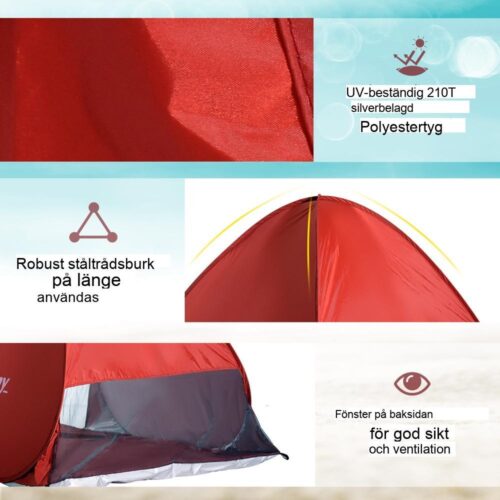 Snabbuppsättning Red Beach Tent Shelter för 2-3 personer