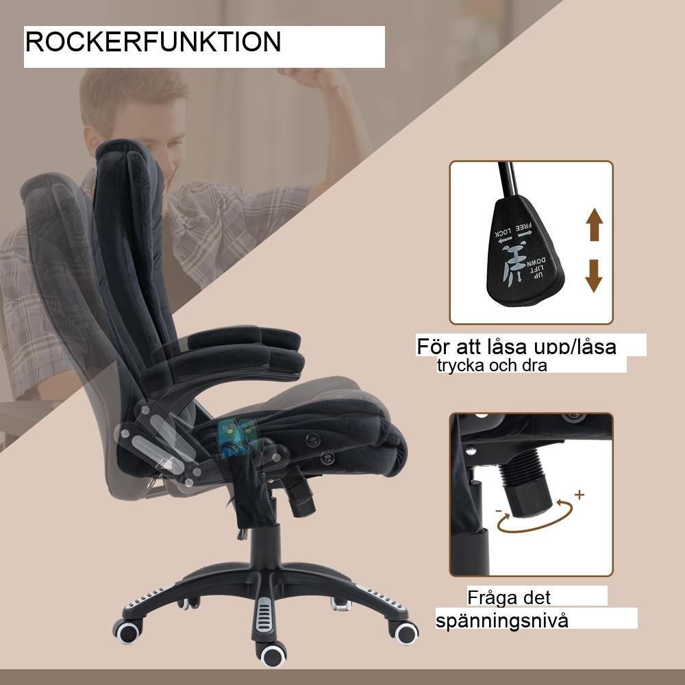 Ergonomisk kontorsstol med massage- och värmefunktion – Upp till 120 kg