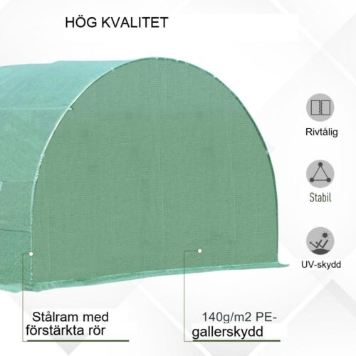 Kraftig ståltomatväxthus med fönster och dörrar (590x300x200cm)