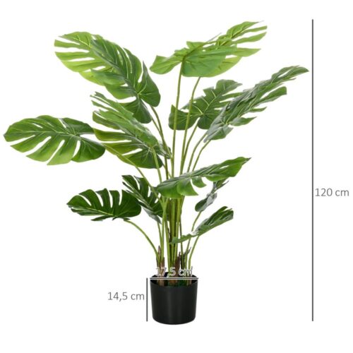 Realistisk 120 cm konstgjord Monstera-växt med kruka och mossa – Heminredning med lågt underhåll