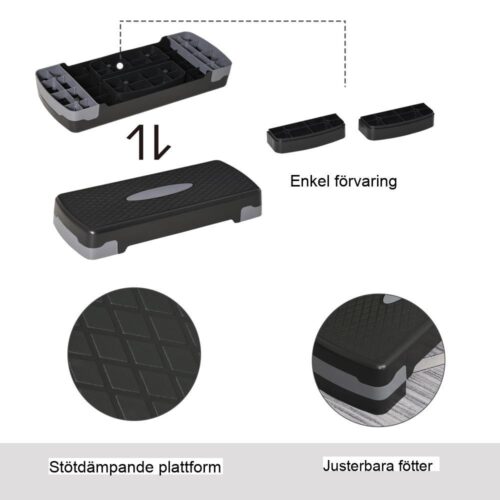 Aerobic Stepper med justerbar höjd för effektiv konditionsträning