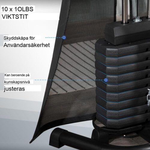 Hemmakraftverk med Lat Pull-Down, bröstpress och viktbänk