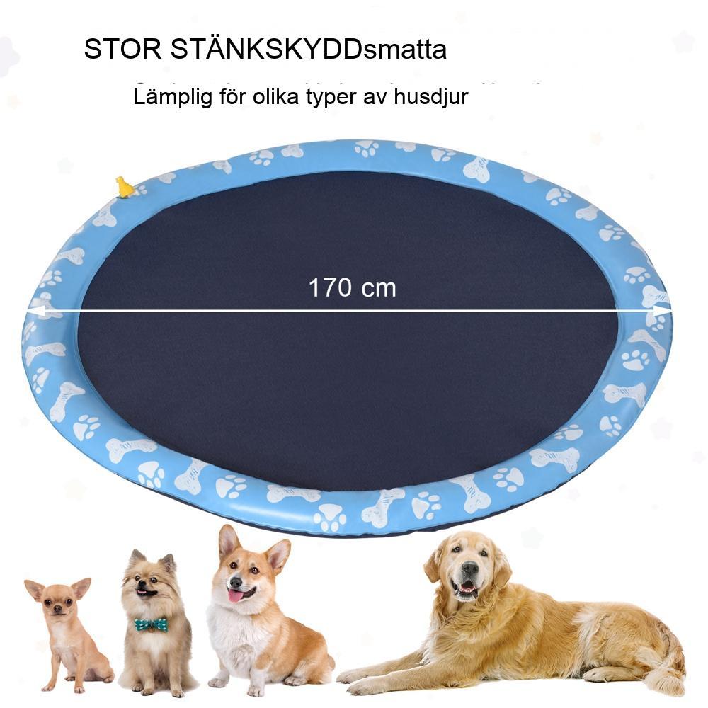 Extra stor blå hundbassäng, stänkskydd för hundar med anti-halkbas