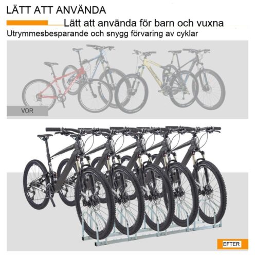 Expanderbart Silver Cykelställ – 5 cyklar, upp till 55 mm däck