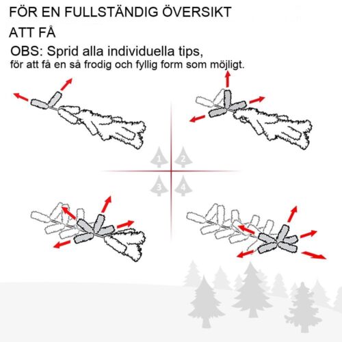 1,2 m konstgjord julgran med flerfärgade LED-lampor och metallfot