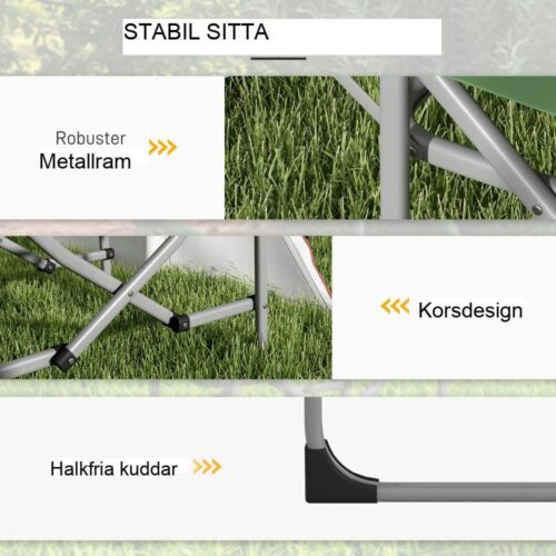 Fällbar campingstol med sidobord och mugghållare – Grönt Oxfordmaterial