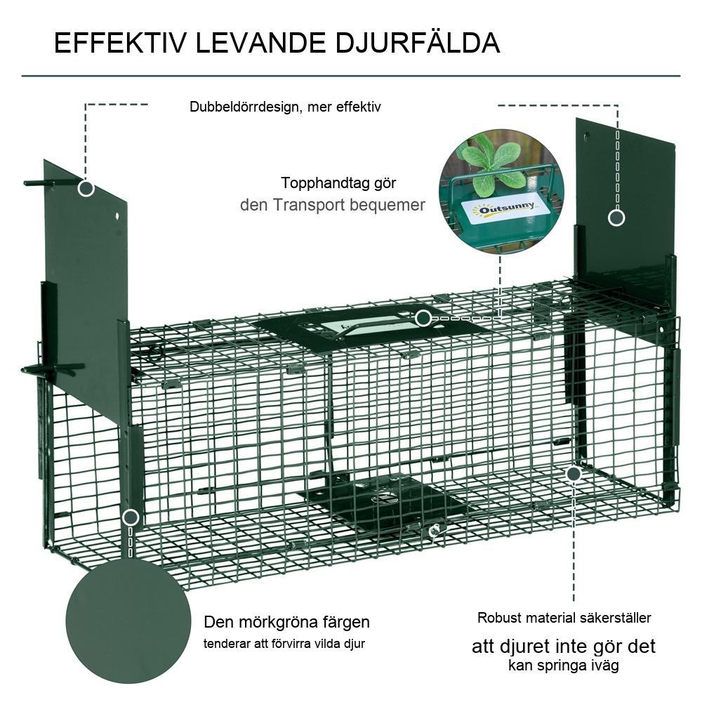 Levande fälla för möss: dubbeldörr, stålkonstruktion, skadefri fångst