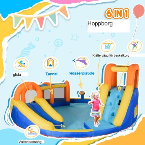 Uppblåsbar Bouncy Castle Water Park Slide Tunnel för barn i åldrarna 3-8