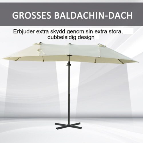 XXL dubbelparasoll med vev, skärm för Garden Patio Beach, Creme White 440cm