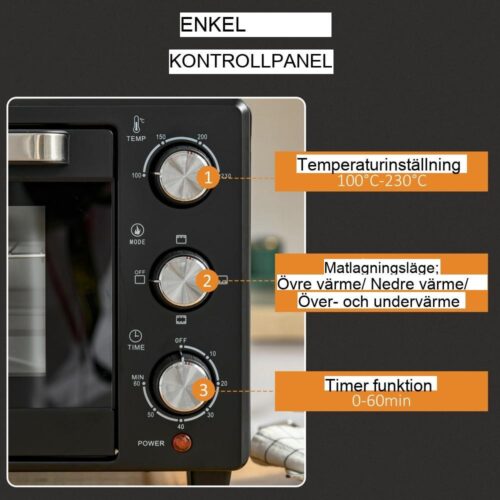 21L miniugn, 3 tillagningslägen, digital timer, rostfritt stål