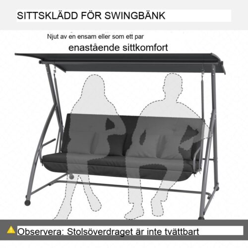 Mörkgrå kuddset för Hollywood Swing, 170 cm – Bekväm och väderbeständig