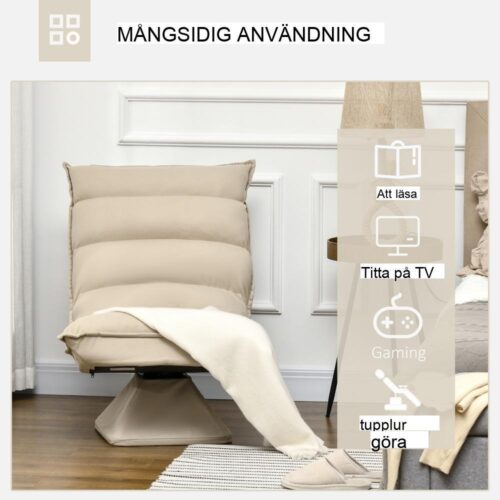 Justerbart ryggstöd Golvstol, Roterande Meditationskudde, Beige