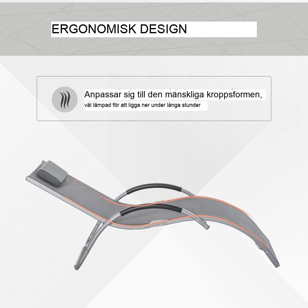 Ergonomisk Trädgårdssäng i aluminium med Texteline-kuddar – Grå 160cm