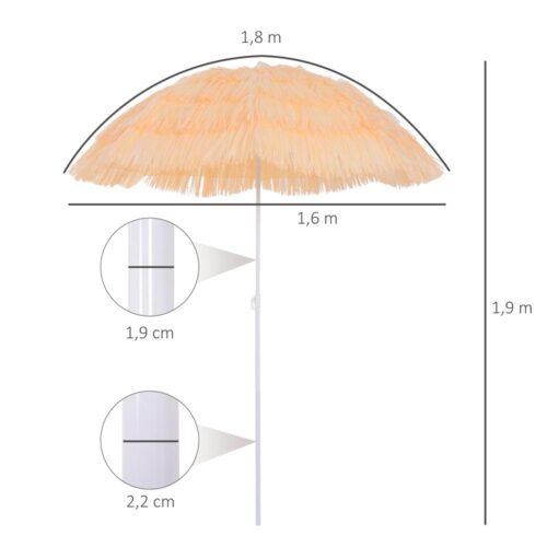 Hawaiian Paraply Beach Parasoll Trädgård Solskydd Beige 160cm Justerbar