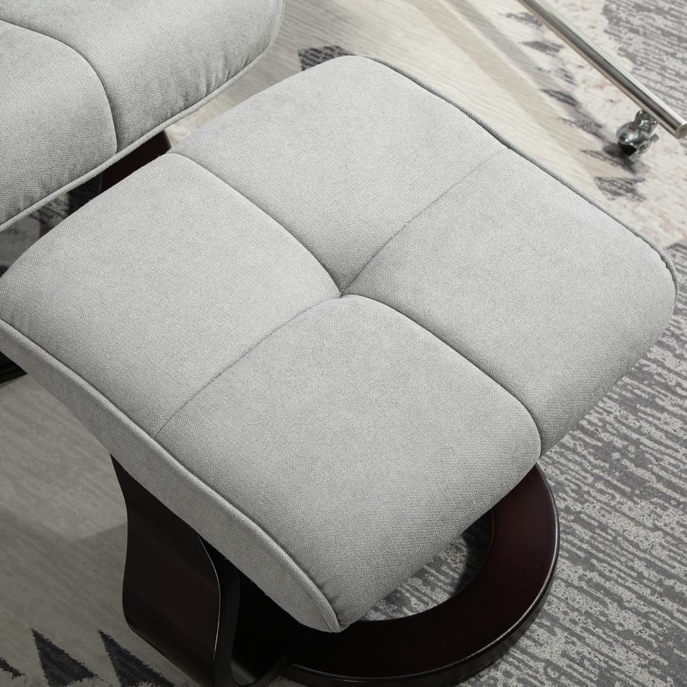 Grey Velvet Recliner Stol med ottomansk och gungfunktion