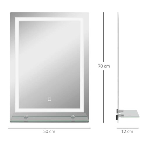 LED Badrumsspegel med 3 ljusfärger och Touch Switch, 50x70cm