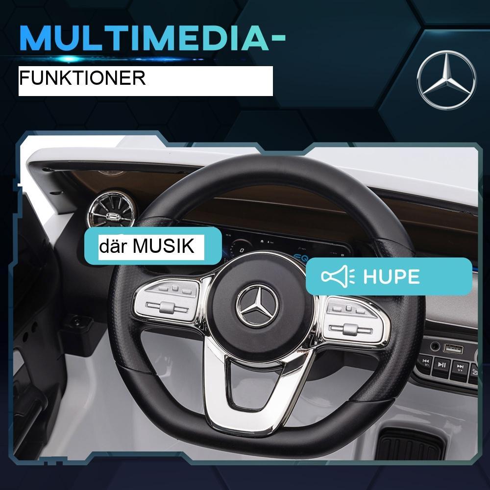 Licensierad Mercedes-Benz EQA barnelbil med fjärrkontroll och musik