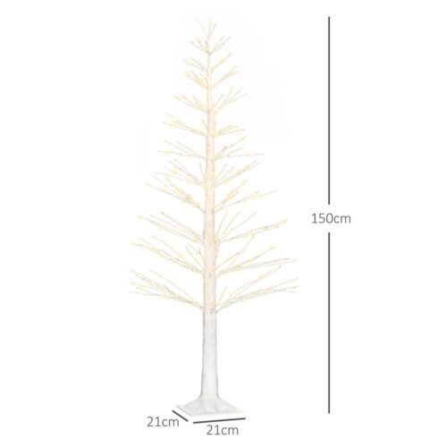 600 LED förbelyst konstgjord julgran, 150 cm vit för inomhus-/utomhusdekoration