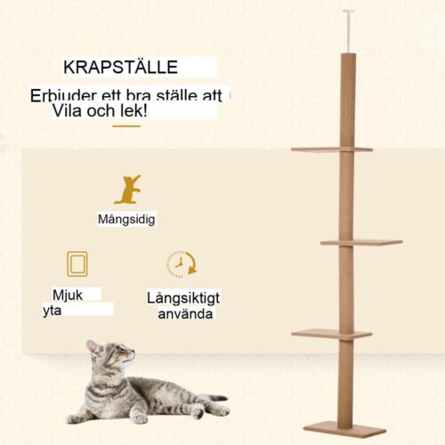 Justerbart kattträd med skrapstolpar och plattformar