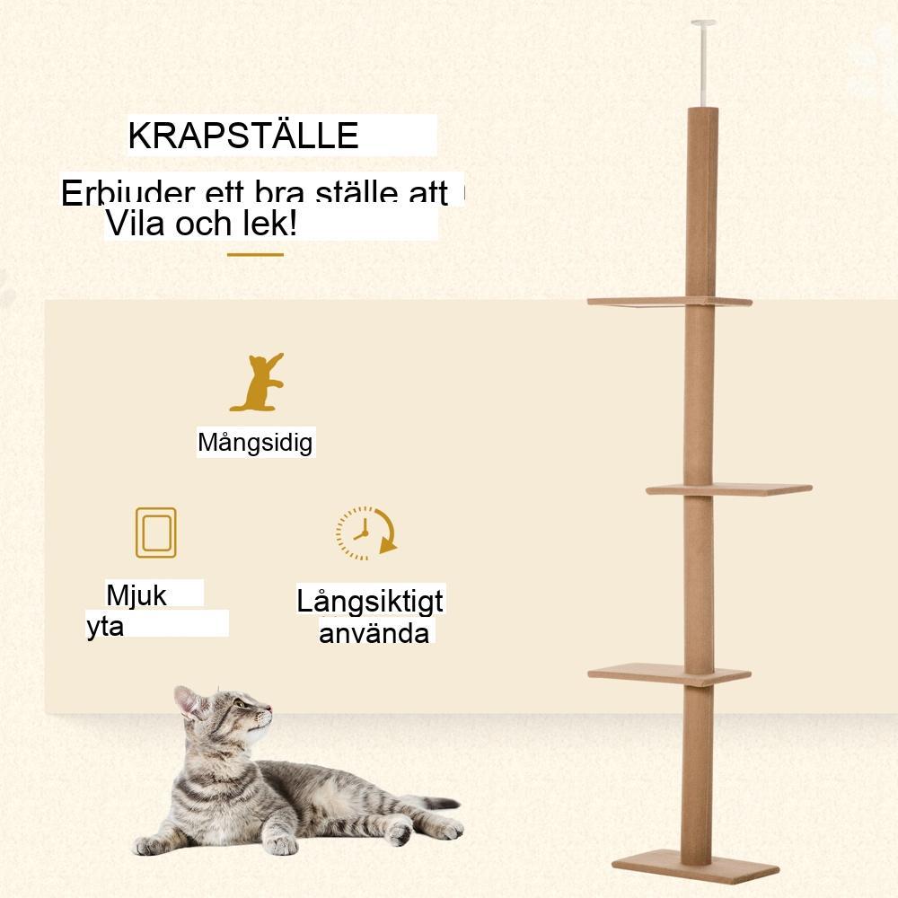 Justerbart kattträd med skrapstolpar och plattformar