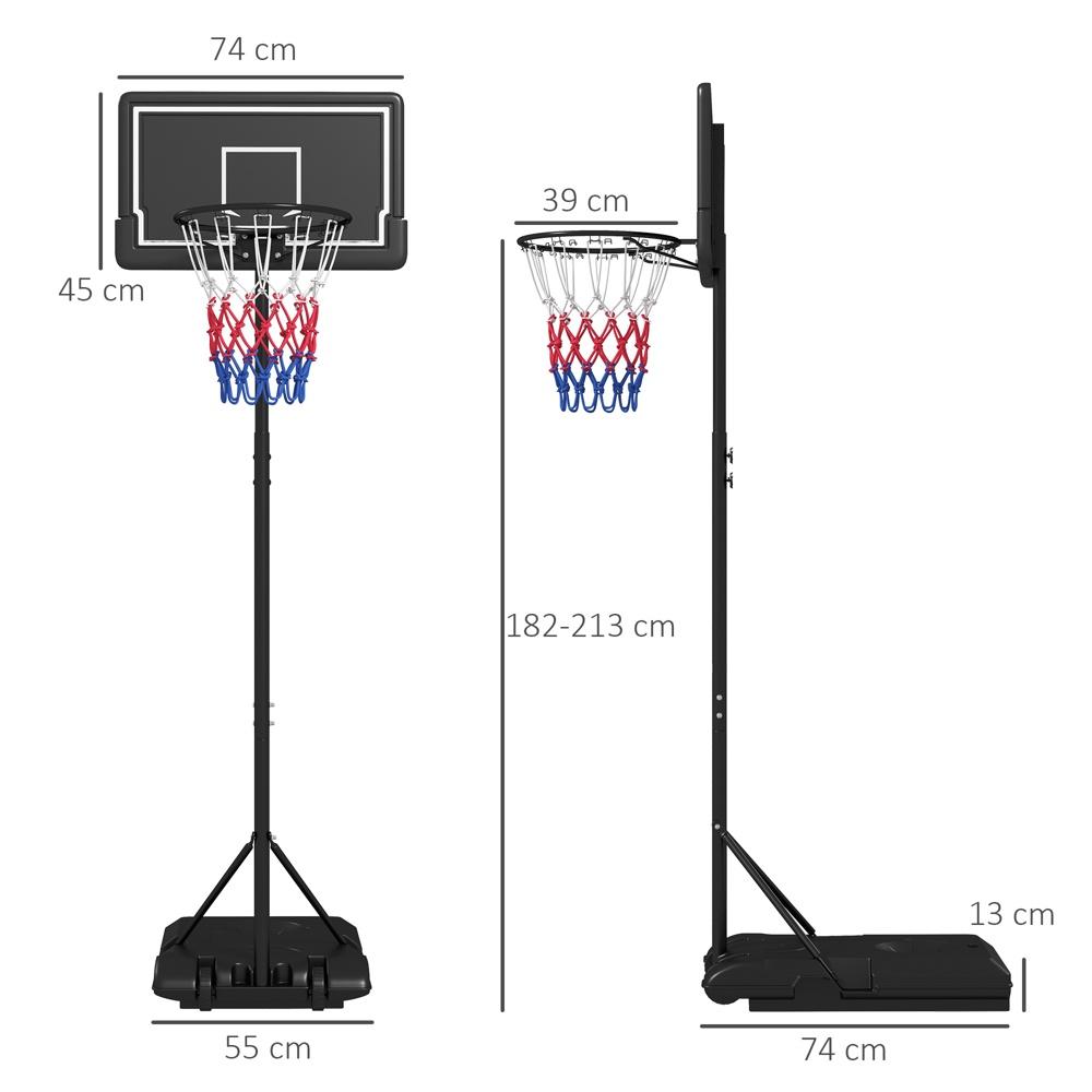 Justerbar höjd basketbåge med stativ, spricksäker ryggbräda och hjul