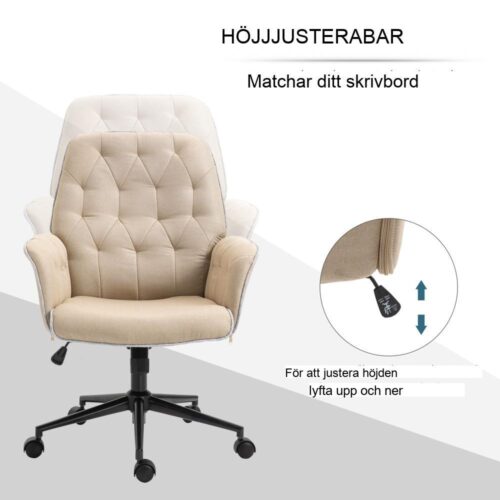 Ergonomisk gungkontorsstol, höjdjusterbar, beige, upp till 120 kg