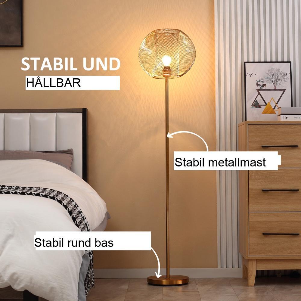 Guld metall rutnät golvlampa, vintage stil för sovrum vardagsrum