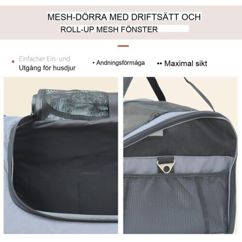 Oxford Grey Dog Car Travel Bag – Säker och bekväm husdjurstransportlåda