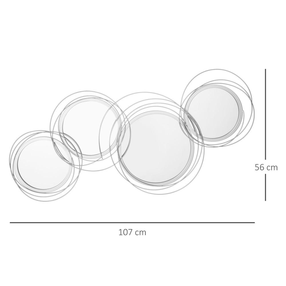 3 runda silver väggspeglar set för vardagsrumsinredning
