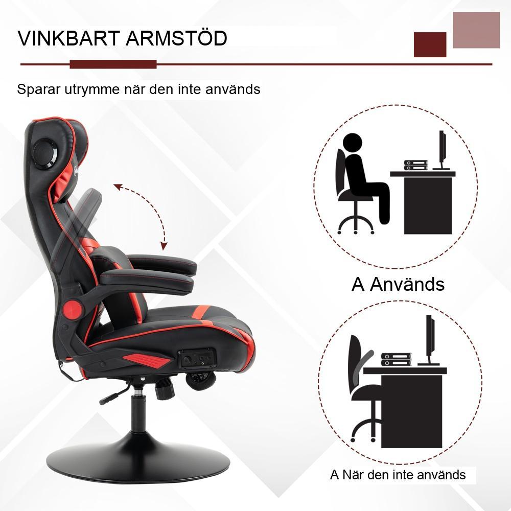 Ergonomisk spelstol med högtalare, gungfunktion och justerbar höjd