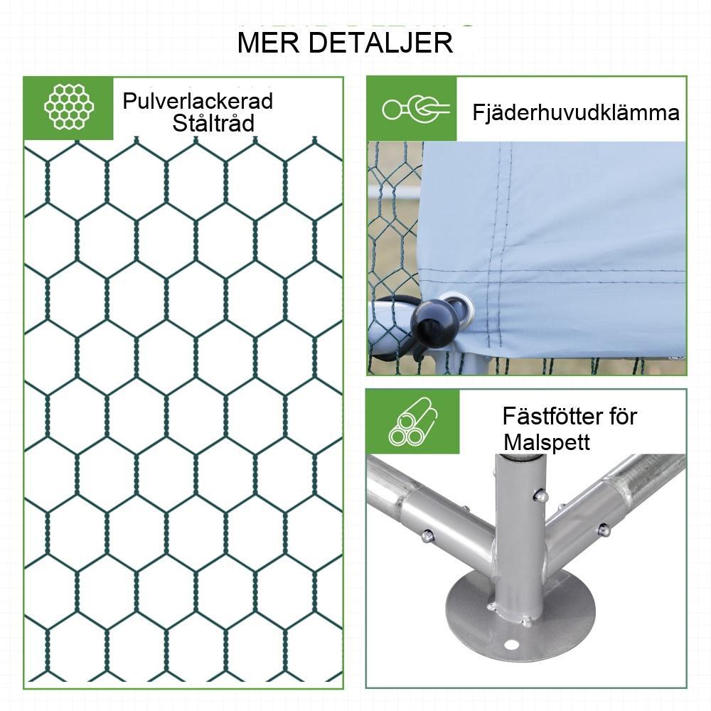 Stort hönshus i stål med solskyddstak, 12 kvm Plats för 10-12 kycklingar