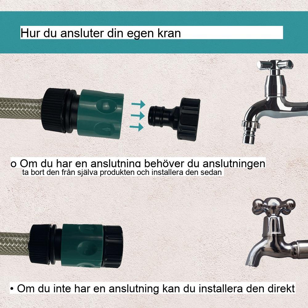 10 m väggslangupprullare med vridhuvud, multidusch och frostskydd (-5°C)