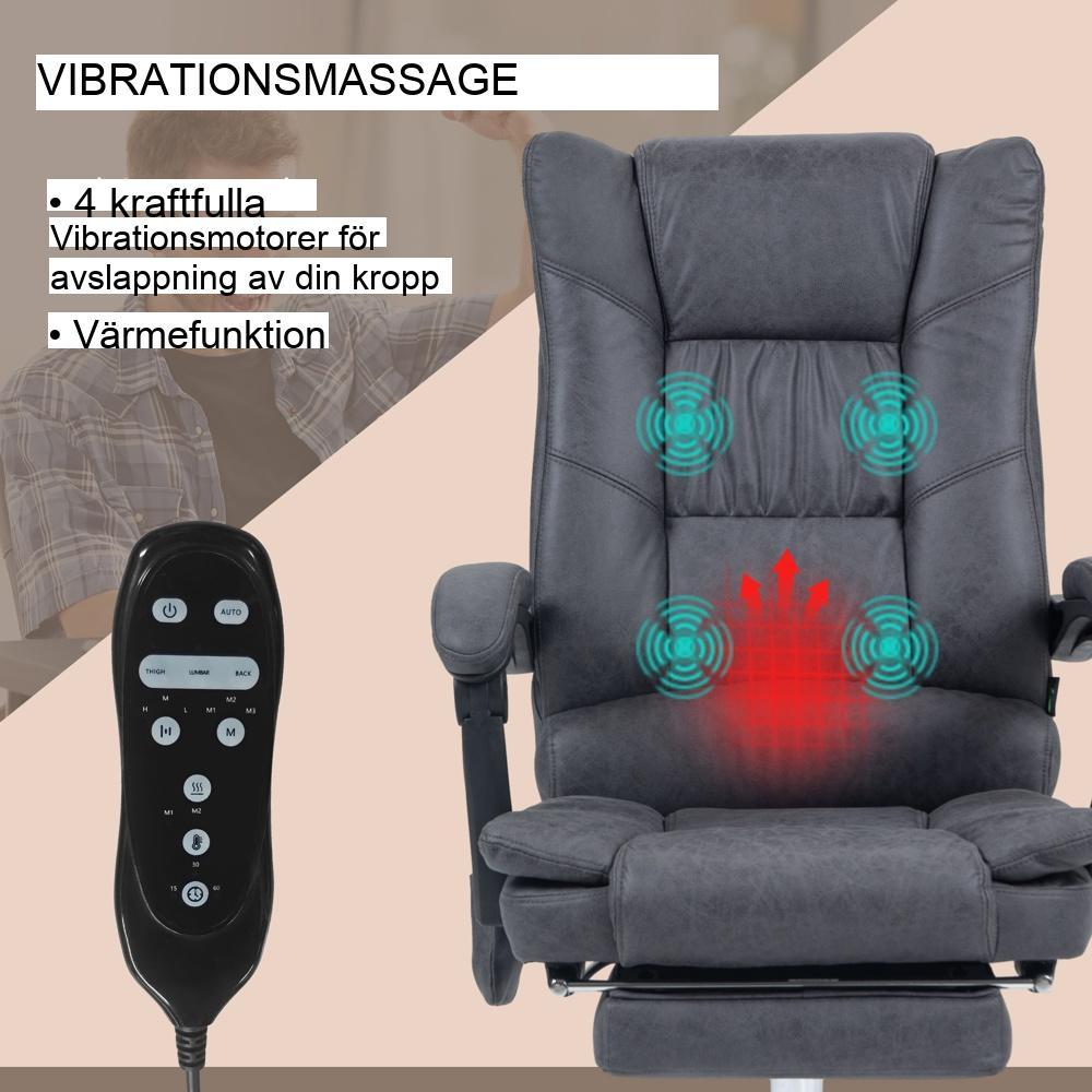 Ergonomisk kontorsstol med massage-, värme- och lutningsfunktion