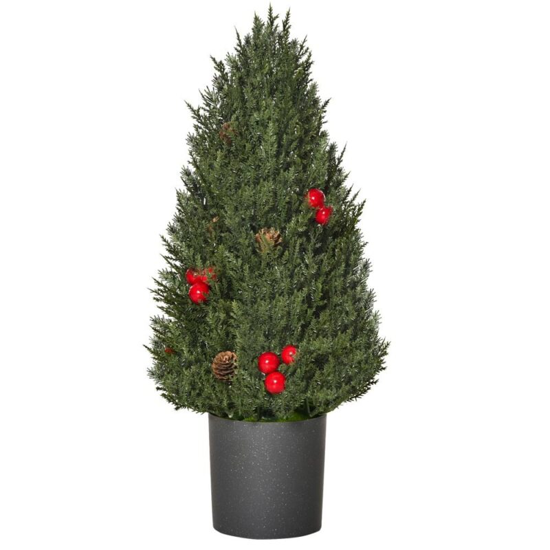 50 cm konstgjord cypress julgran med bär och kottar