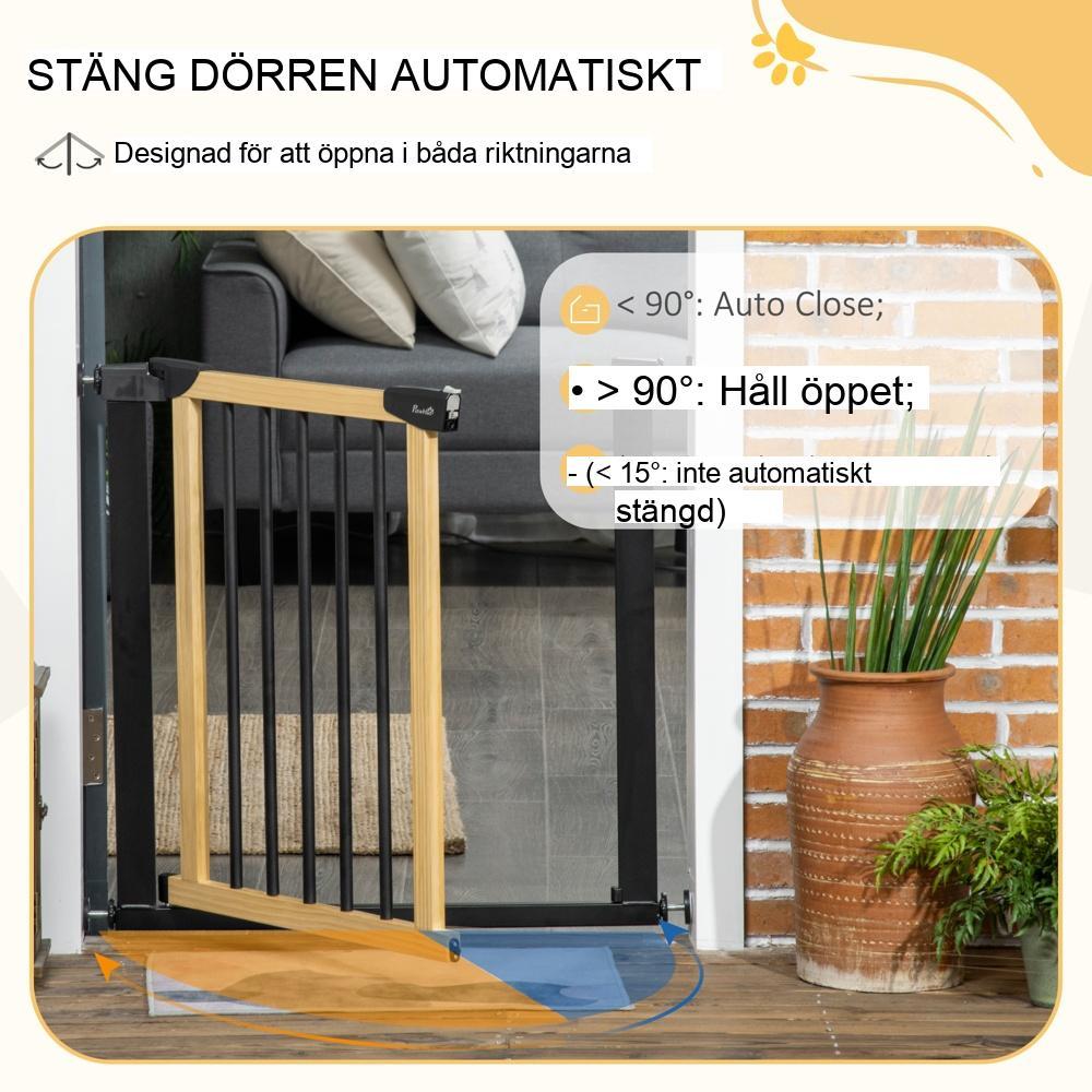 Automatisk stängning av hundskydd, 75-82cm, svart träfinish