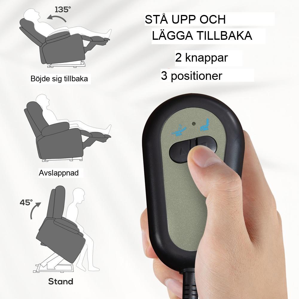 Elektrisk massagefåtölj med uppresningshjälp och värme