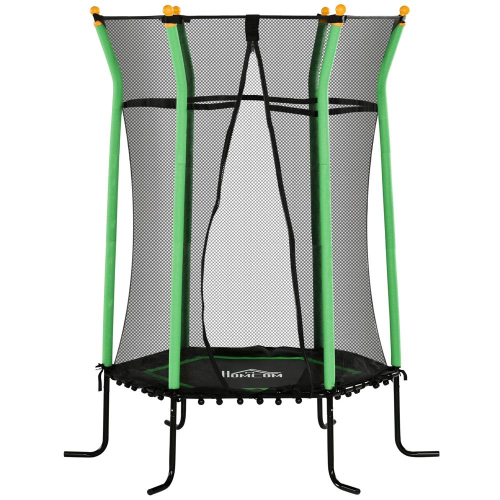 Barntrampolin inomhus/utomhus med skyddsnät – 163,5 cm, 50 kg viktgräns 3-10 år