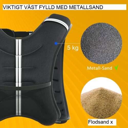 Justerbar 5 kg viktväst för styrketräning och kondition