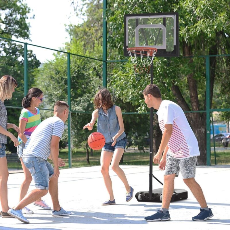 Höjdjusterbart basketställ för barn med hjul, svart