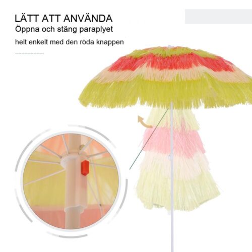 Hawaiian Paraply Beach Parasoll 160cm Färgglad trädgårdssolskydd justerbar lutning