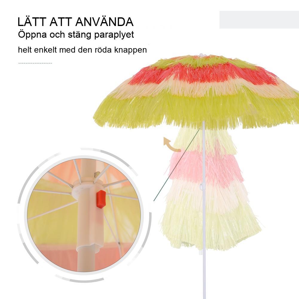 Hawaiian Paraply Beach Parasoll 160cm Färgglad trädgårdssolskydd justerbar lutning