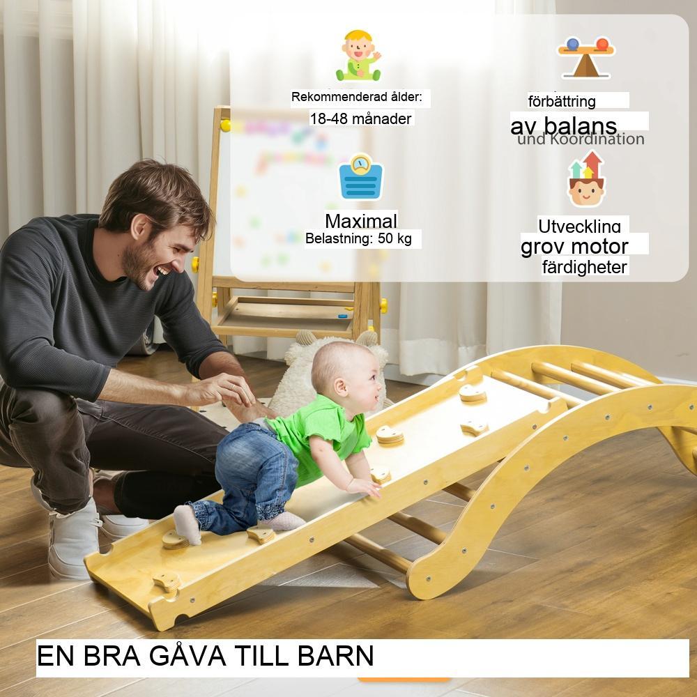 Träklätterställningsset med rutschkana och gunga för småbarn (1,5-4 år)