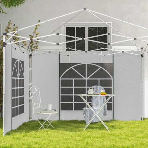 Gazebo sidopaneler set om 2 med fönster och dörrar, vit, 3×3/3x6m Oxford-tyg