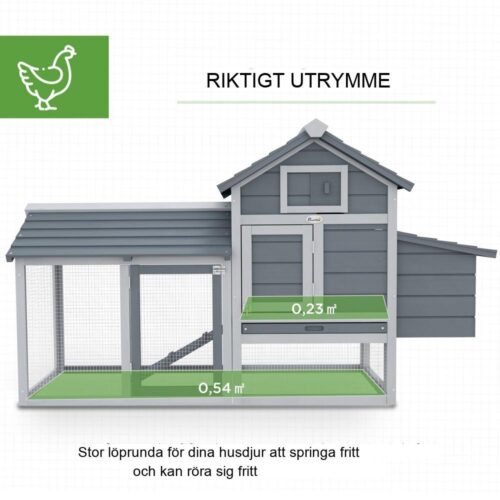 Gran Wood Bantam Chicken Coop med häckningslåda och ramp – Grå, Stor Run