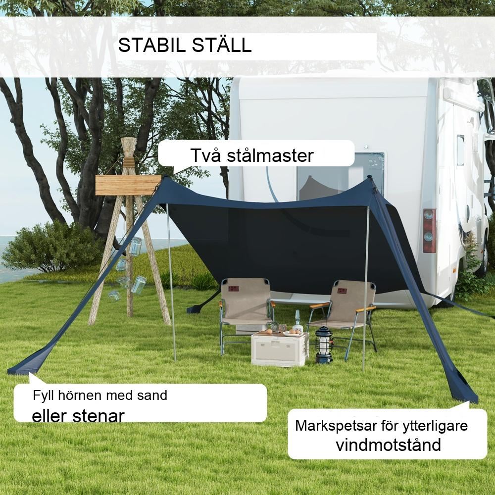 Bärbar UV-solskyddssegel 2,15x2m för camping, strand och resor