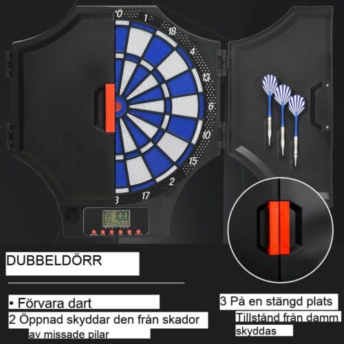 Elektronisk darttavla med LCD-skärm, 12 dart och spel för upp till 8 spelare