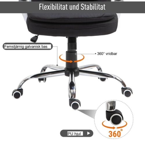 Ergonomisk kontorsstol med gungfunktion, justerbar höjd och armar