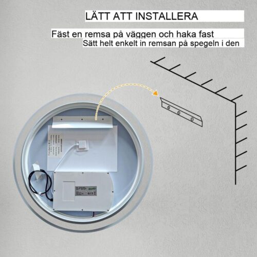 LED badrumsspegel med pekkontroll, dimbar och minnesfunktion